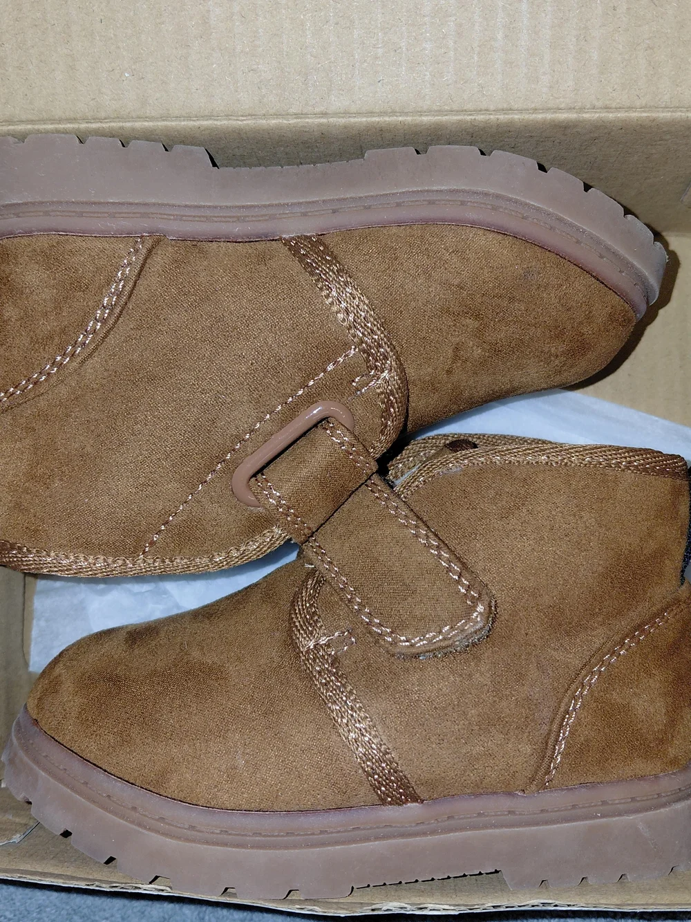 Cat & Jack Brown Suede-Look Kids Boots with Plush Lining